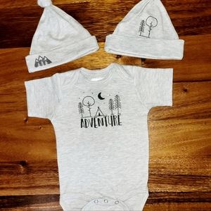 Baby onesie with two hats!